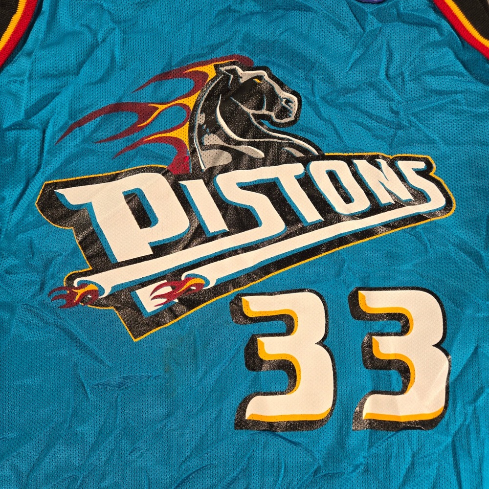 Vintage Champion Detroit Pistons Jersey Men 40 Teal Grant Hill 33 Basketball - Picture 4 of 8